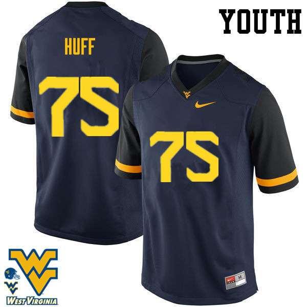 NCAA Youth Sam Huff West Virginia Mountaineers Navy #75 Nike Stitched Football College Authentic Jersey JP23G37PK